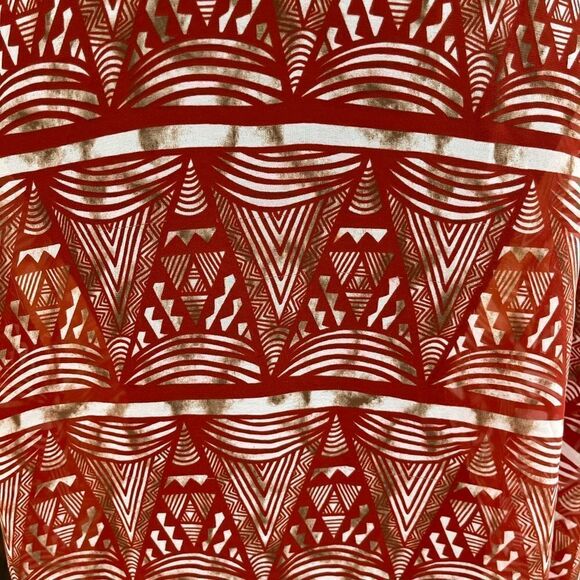 Final Touch abstract print rust/tan/white semi sheer relaxed fit top size S - Picture 5 of 5